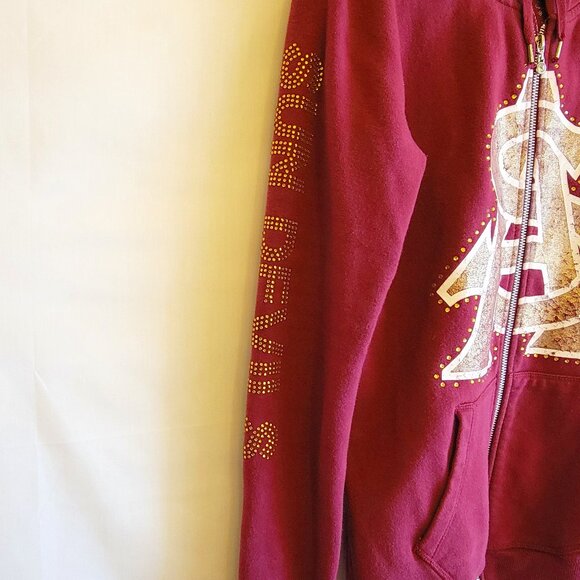 ASU Sun Devils Full Zip Up Hoodie Sweatshirt Jacket, Maroon, Womens Size M - Picture 4 of 9